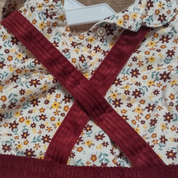 SOLD Wonder Nation winter 12 mo blouse jumper dress and hosiery floral SET - Picture 3 of 12